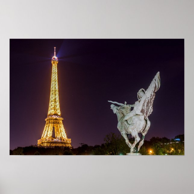 Poster Ponte de Bir-Hakeim à noite - Paris, França (Frente)