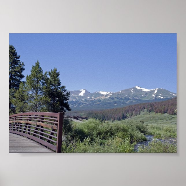 Póster Ponte de Breckenridge e Montanhas com Capas de Nev (Frente)
