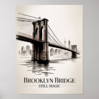 Ponte de Brooklyn Ainda Mágica Tinta Sepia