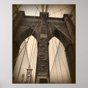 Poster Ponte de Brooklyn do Sepia do vintage
