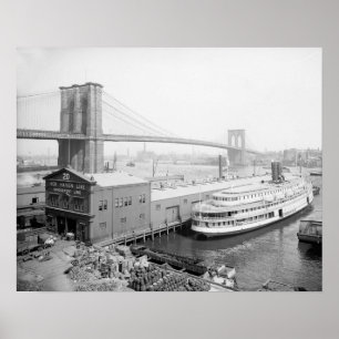 Poster Ponte de Brooklyn e Docas, 1905. Foto Antiga