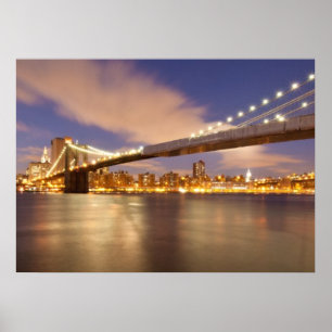 Poster Ponte de Brooklyn e Manhattan na noite