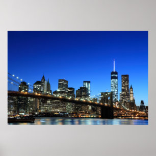 Póster Ponte de Brooklyn e skyline de Manhattan