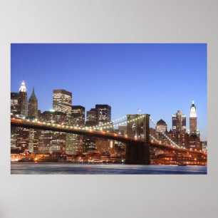 Poster Ponte de Brooklyn e skyline de Manhattan