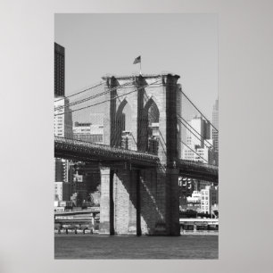 Póster Ponte de Brooklyn e skyline de Manhattan