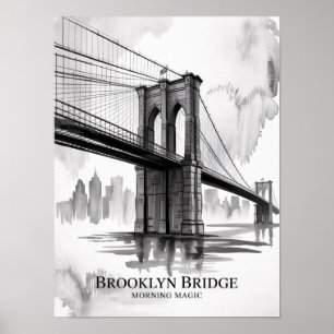 Poster Ponte de Brooklyn Manhã Mágica Tinta