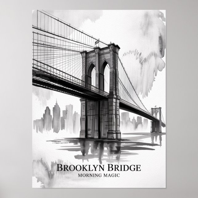 Poster Ponte de Brooklyn Manhã Mágica Tinta (Frente)
