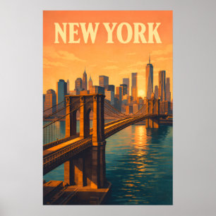 Poster Ponte de Brooklyn NYC Viagem Nova York Vintage