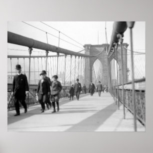Póster Ponte de Brooklyn Pedestre, 1909. Foto do vintage