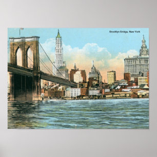 Póster Ponte de Brooklyn, vintage de New York