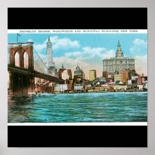 Póster Ponte de Brooklyn, Woolworth e Municipal…