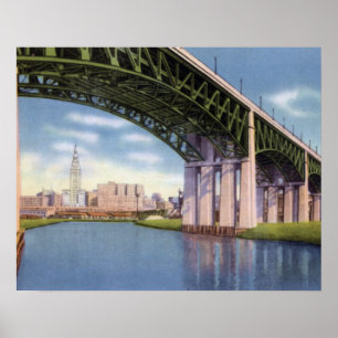 Poster Ponte de Cleveland Ohio com skyline