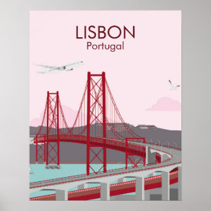 Poster Ponte de Lisboa no estilo vintage