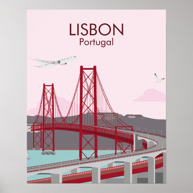 Poster Ponte de Lisboa no estilo vintage (Frente)