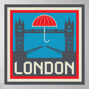 Póster Ponte de Londres com guarda-chuva