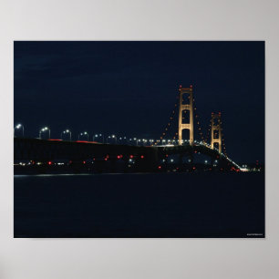 Póster Ponte de Mackinac na noite