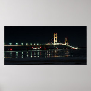 Poster Ponte de Mackinac na noite