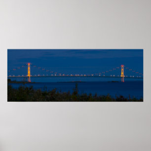 Poster Ponte de Mackinac na noite, Michigan