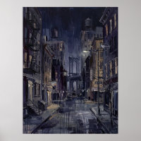 Ponte de Manhattan à Noite com Rua Molhada