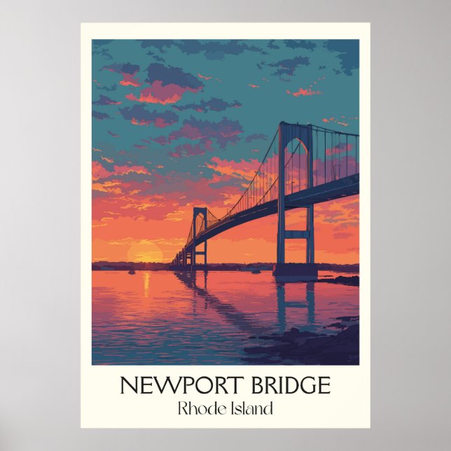Poster Ponte de Newport Rhode Island Pôr do Sol (Frente)