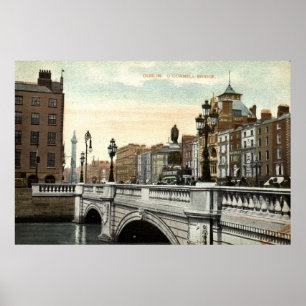 Póster Ponte de O'Connell, vintage 1915 de Dublin,