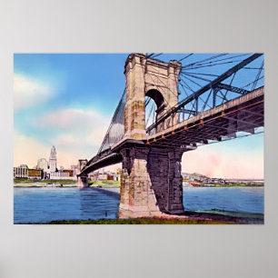 Poster Ponte de suspensão de Cincinnati Ohio Roebling