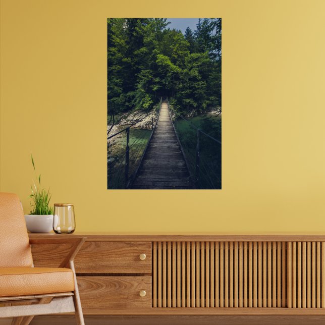 Poster Ponte de suspensão simples sobre o rio Idrijca, Sl (Sala de Estar 2)