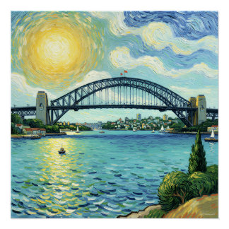 Póster Ponte de Sydney Harbour banhada pela luz solar