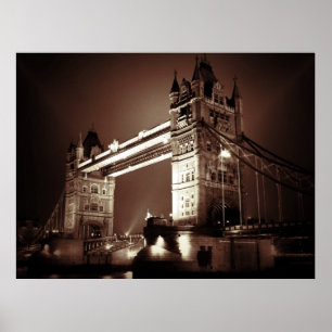 Poster Ponte de Torre Sepia London à Noite