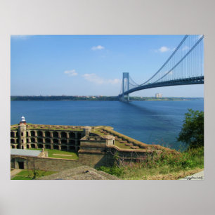 Póster Ponte de Verrazano da ilha do St. a Brooklyn, NYC
