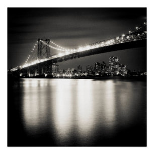 Póster Ponte de Williamsburg na Nova Iorque na noite