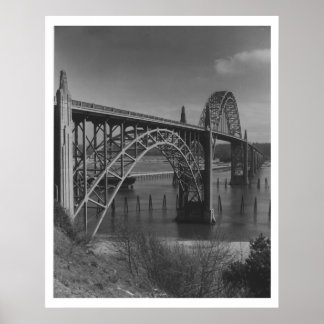 Poster Ponte de Yaquina Bay em Newport, Oregon Vintage