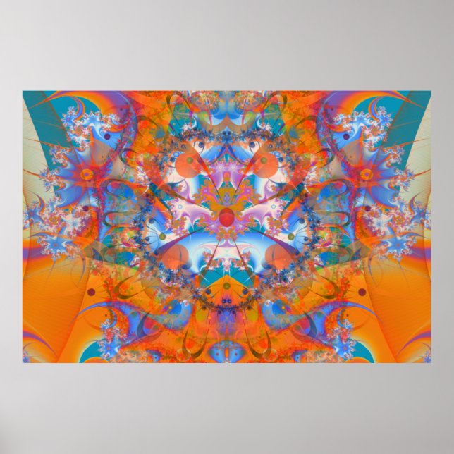 Póster Ponte do Arco-Íris Fractal Psicodélico (Frente)