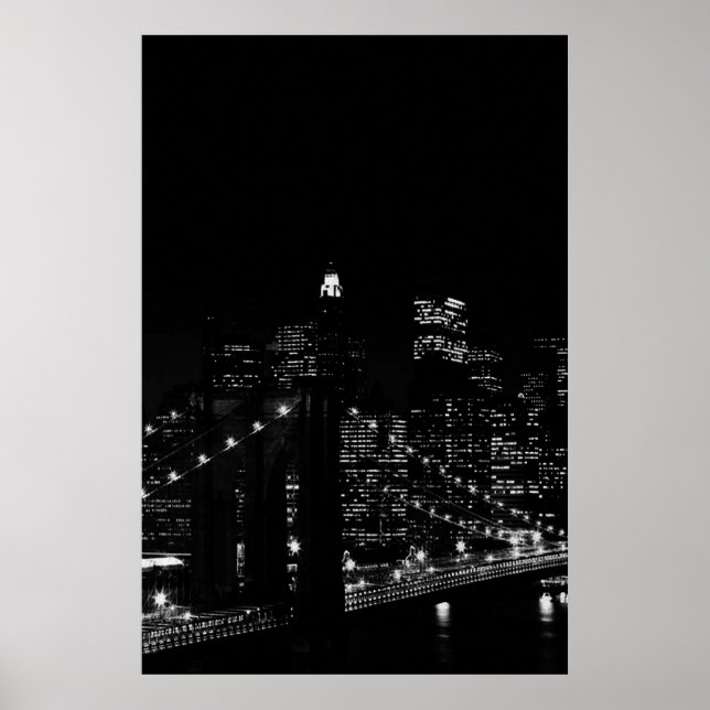 Póster Ponte do Brooklyn, Nova Iorque preto e branco (Frente)