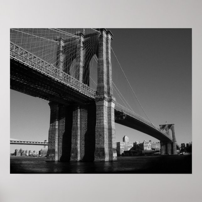 Póster Ponte do Brooklyn, Nova Iorque preto e branco (Frente)