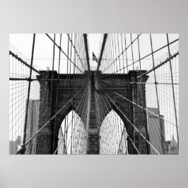 Póster Ponte do Brooklyn Preta e Branca com Sinalizador d