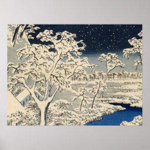 Póster Ponte do cilindro em Meguro, por Ando Hiroshige
