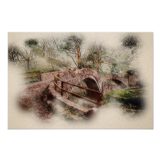 Póster Ponte do Mendigo Glaisdale - Atmosférico Yorkshire (Frente)