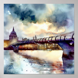 Poster Ponte do Milênio (A) de Londres, Watercolor