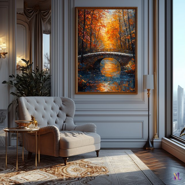 Poster Ponte do outono sobre o rio Serene no Impressionis (Criador carregado)