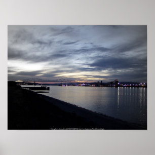 Poster ponte do Rio Columbia, de lewis e de Clark, por do