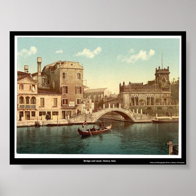 Póster Ponte e canal, Veneza, Itália (Frente)