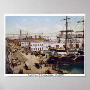 Póster Ponte e naves do Brooklyn Vintage em Nova York c19