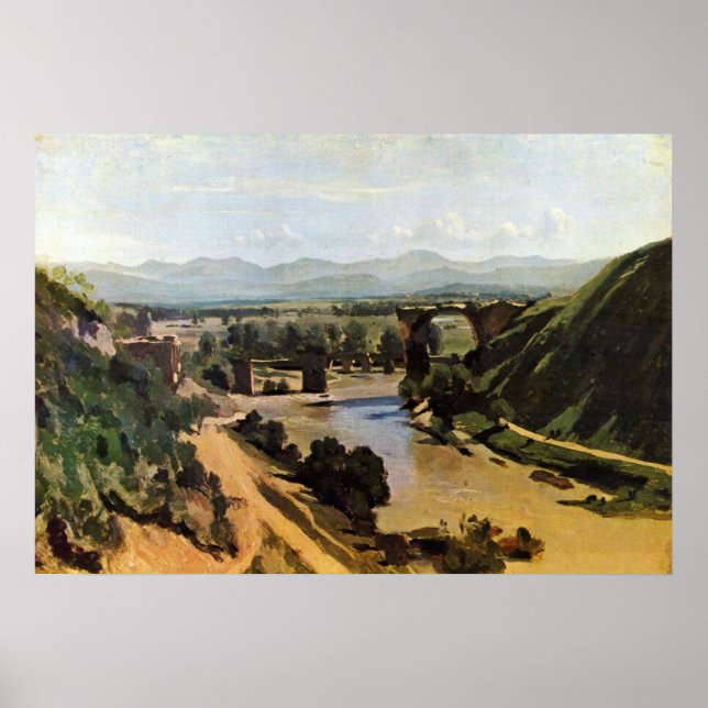 Poster Ponte em Narni por Jean-Baptiste-Camille Corot (Frente)
