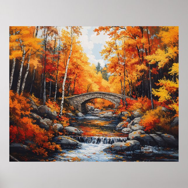 Poster Ponte Floresta do outono (Frente)
