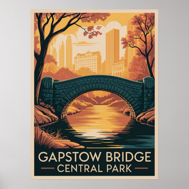 Poster Ponte Gapstow Central Park Outono (Frente)
