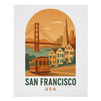 Póster Ponte Golden Gate de São Francisco Viagem Vintage