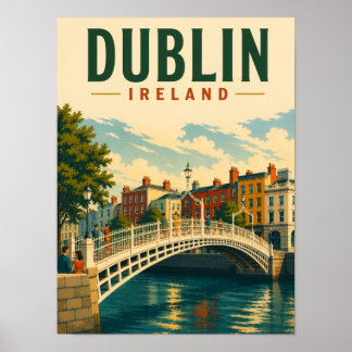 Poster Ponte Ha'penny de Viagem Antiga Dublin Irlanda