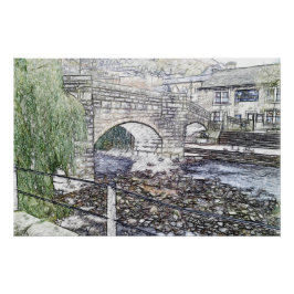 Póster Ponte histórica de carga em Hebden Bridge
