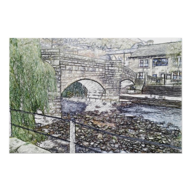 Póster Ponte histórica de carga em Hebden Bridge (Frente)